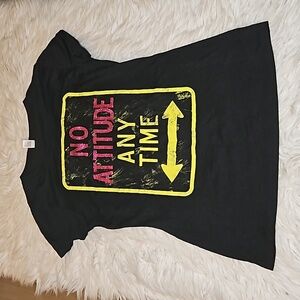 Vintage 2000s “No Attitude Any Time” Graphic T-Shirt | Black Pink Glitter | Size